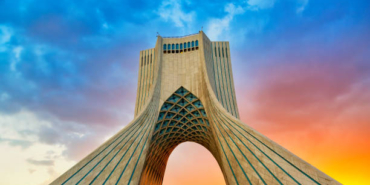 Sunset view of Azadi Tower Freedom Tower in Tehran, Iran.